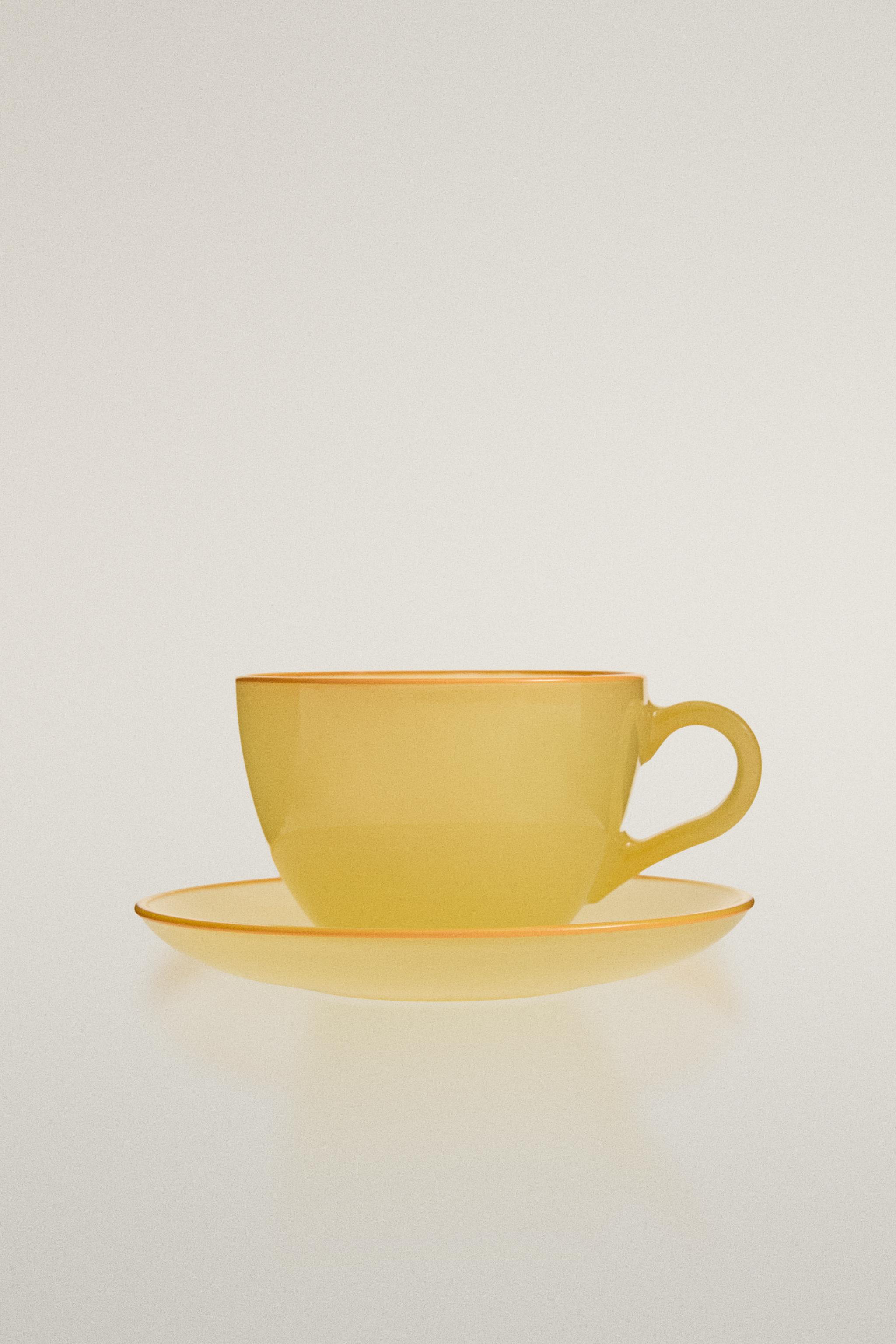TASSE À CAFÉ AVEC SOUCOUPE EN VERRE